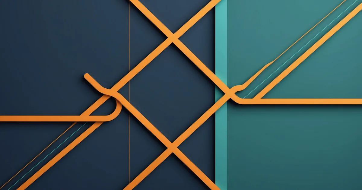 Abstract illustration suggesting branching paths and a merge point collision