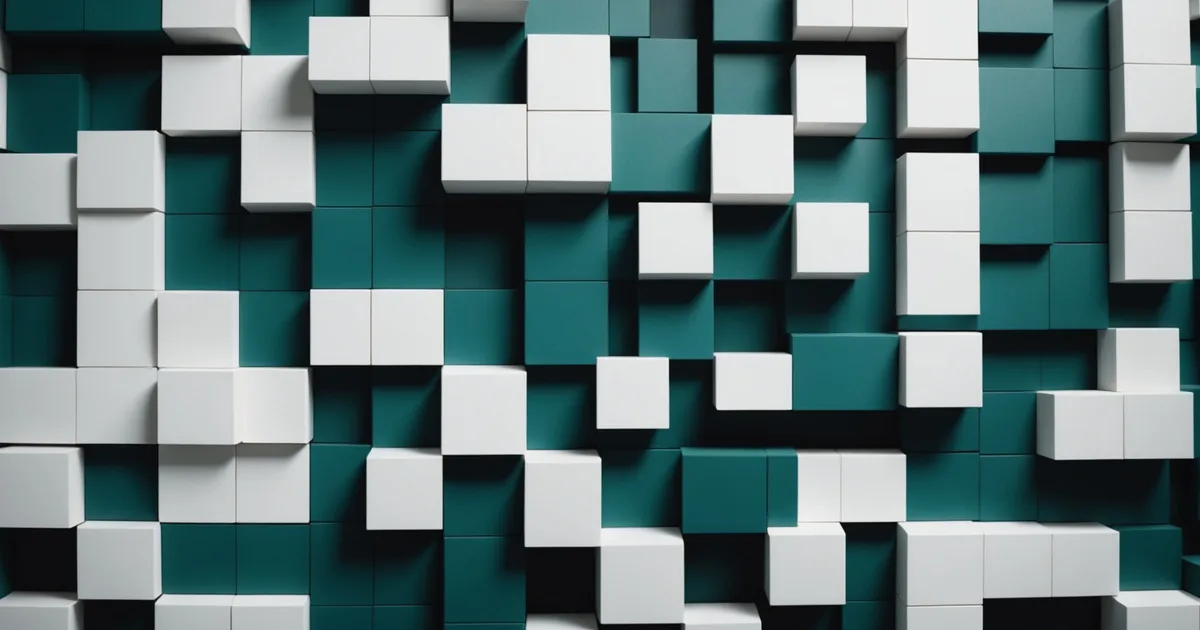 Abstract geometric illustration of design component structure with placeholder slots